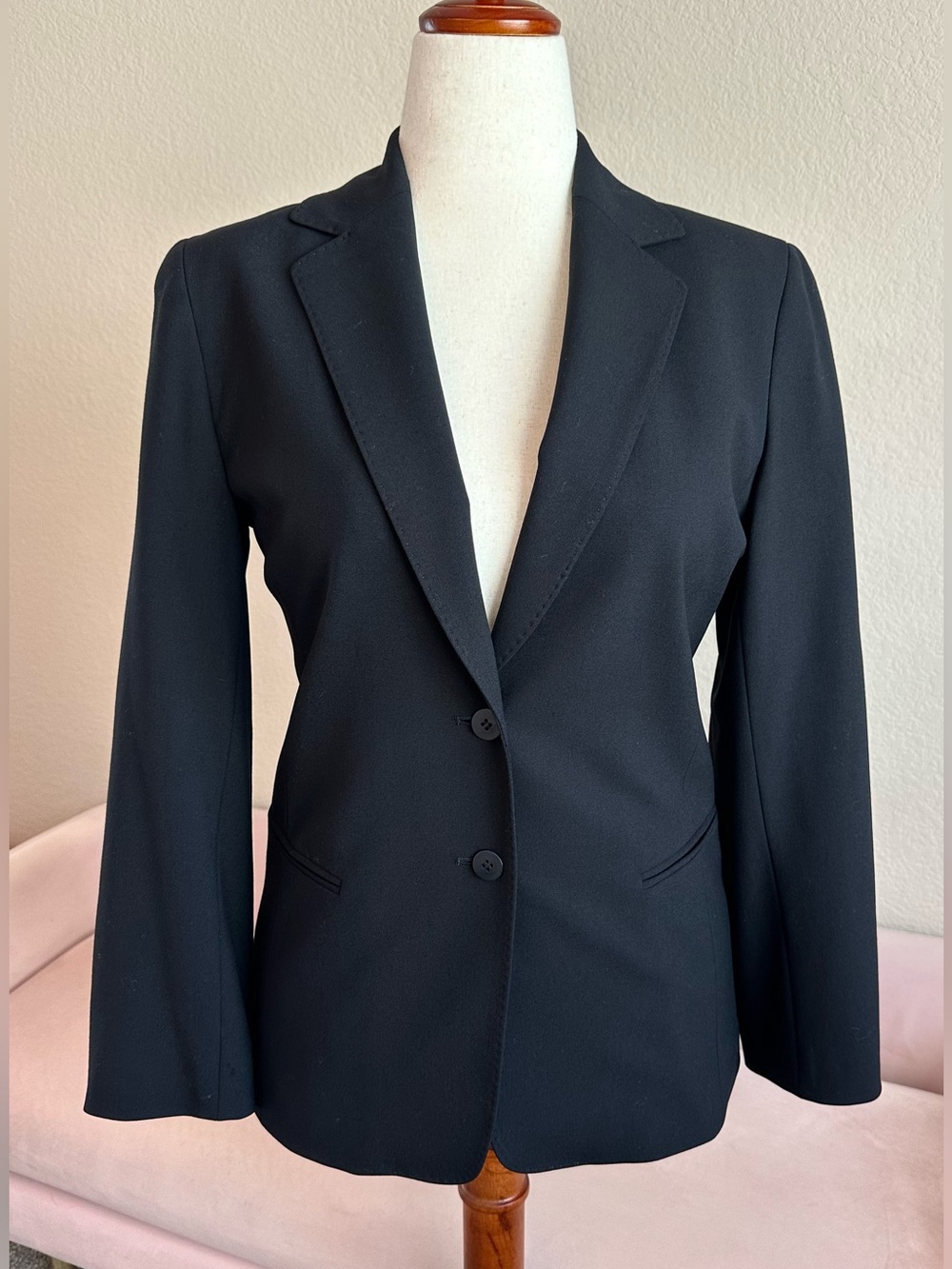 Lafayette 148 Blazer Jacket Black Stretch Wool 2 Button Women’s 6 Luxury Career